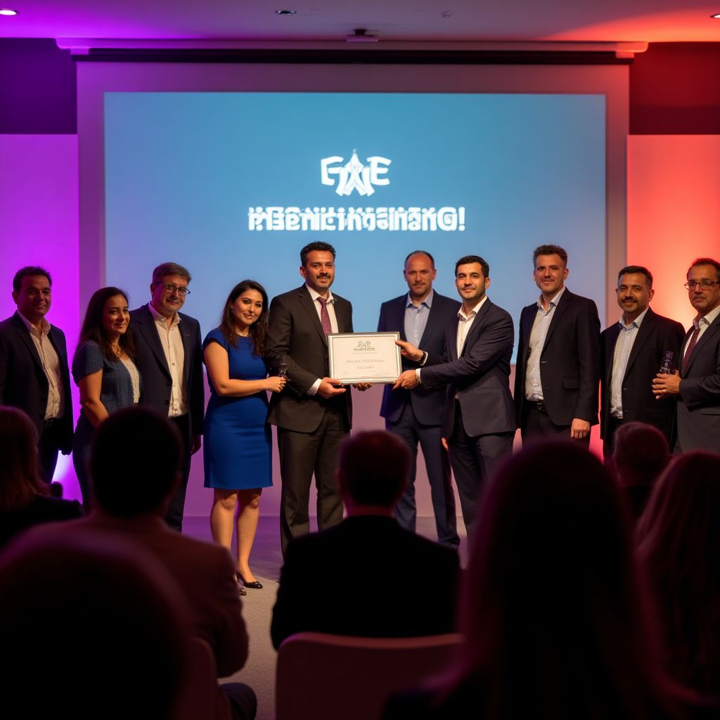 Recibiendo premio de innovación